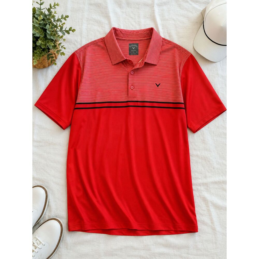 Callaway Opti-Dri Men’s Red Striped Golf Polo Shirt Size Large NWT